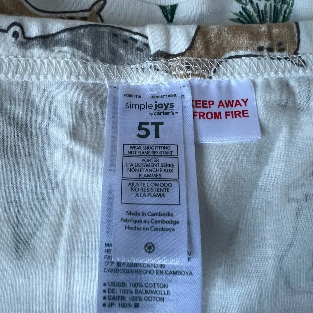 Simple Joys by Carter's 3-Piece Snug-fit 100% Cotton Holiday Pajama Set 5T NWT - Picture 7 of 10